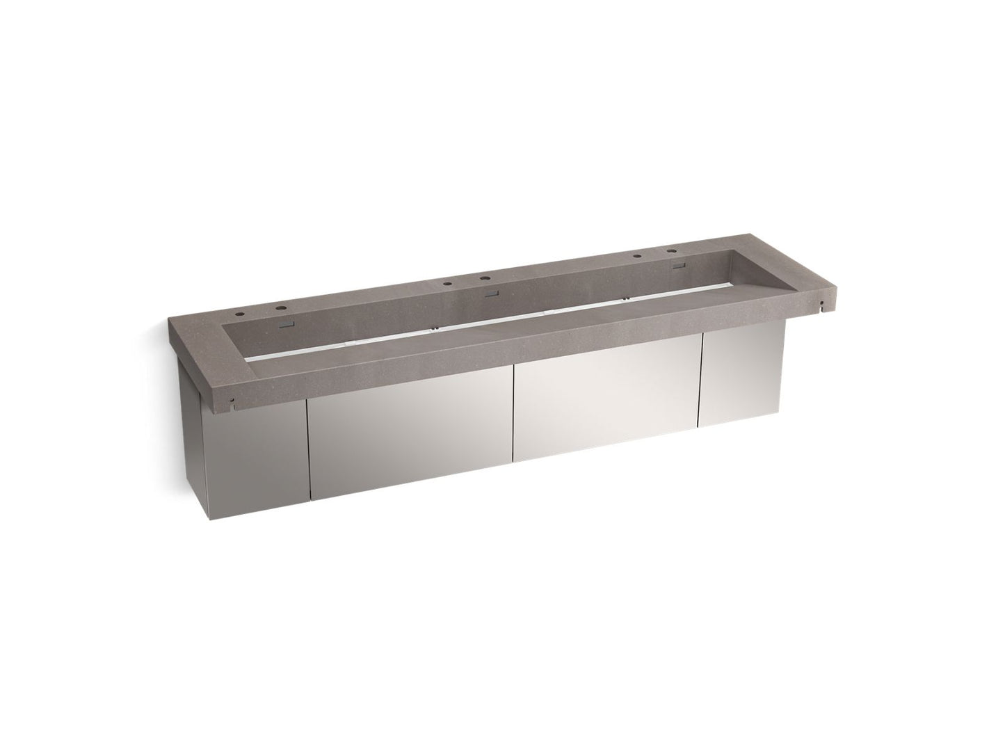 KOHLER K-81033-BSS-KCE Constellation 90" Wall-Mount Trough Lavatory System In Ash Concrete