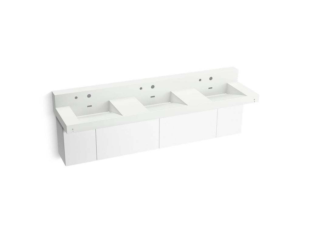 KOHLER K-81026-BPW-KEH Constellation 90" Wall-Mount Basin Lavatory System With Backsplash - Miami White