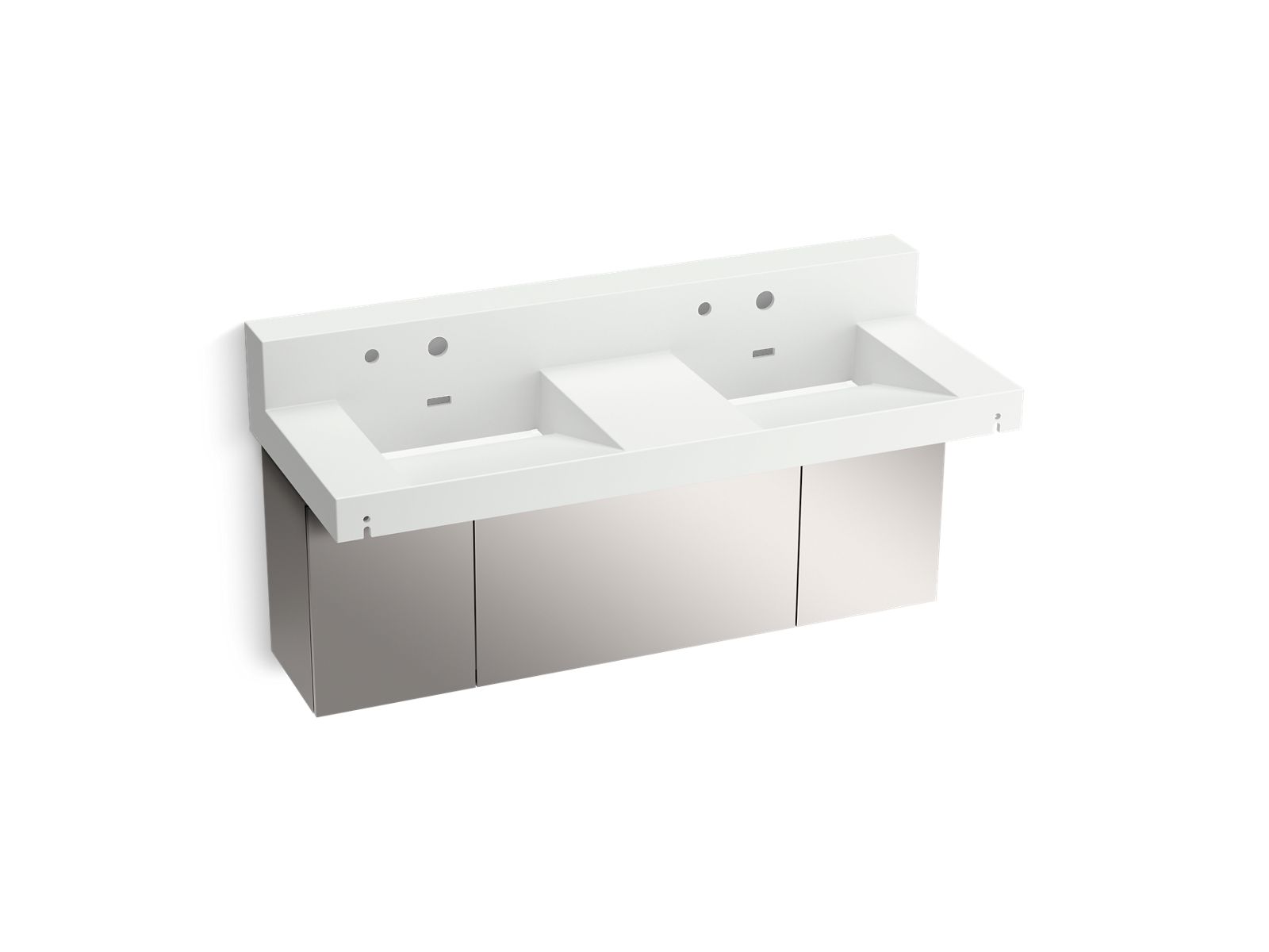 KOHLER K-81025-BSS-KEH Constellation 60" Wall-Mount Basin Lavatory System With Backsplash - Miami White