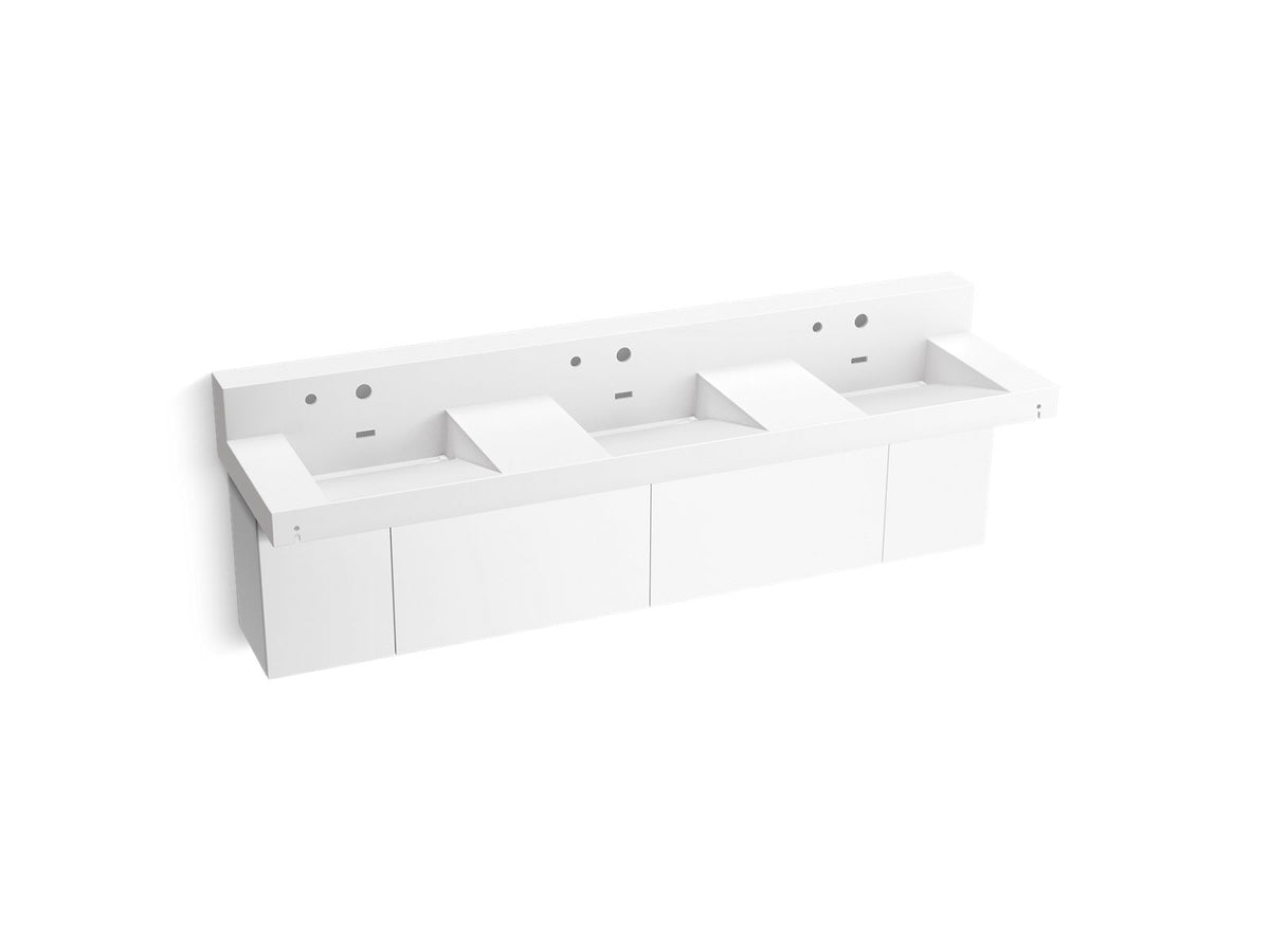 KOHLER K-81026-BPW-KCG Constellation 90" Wall-Mount Basin Lavatory System With Backsplash - Glacier White