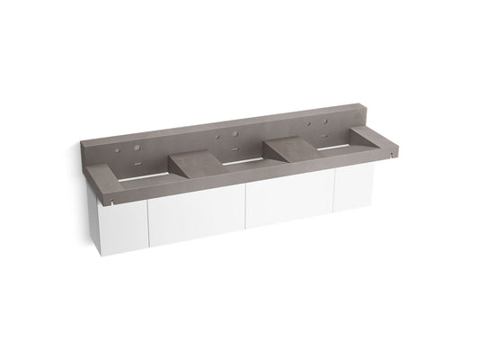 KOHLER K-81026-BPW-KCE Constellation 90" Wall-Mount Basin Lavatory System With Backsplash In Ash Concrete