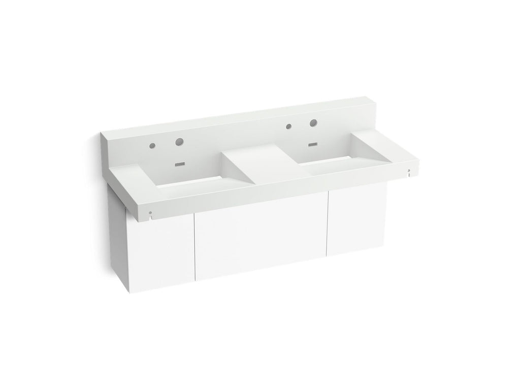 KOHLER K-81025-BPW-KEH Constellation 60" Wall-Mount Basin Lavatory System With Backsplash - Miami White