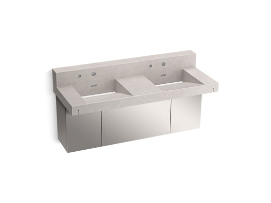 KOHLER K-81025-BSS-KED Constellation 60" Wall-Mount Basin Lavatory System With Backsplash In DesertSilver