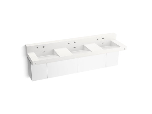 KOHLER K-81026-BPW-KEW Constellation 90" Wall-Mount Basin Lavatory System With Backsplash In Iconic White