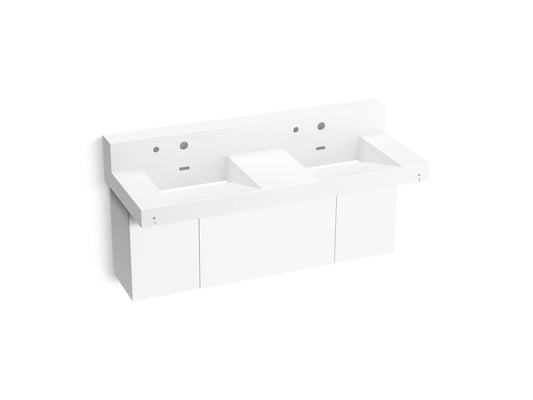 KOHLER K-81025-BPW-KCG Constellation 60" Wall-Mount Basin Lavatory System With Backsplash In Glacier White