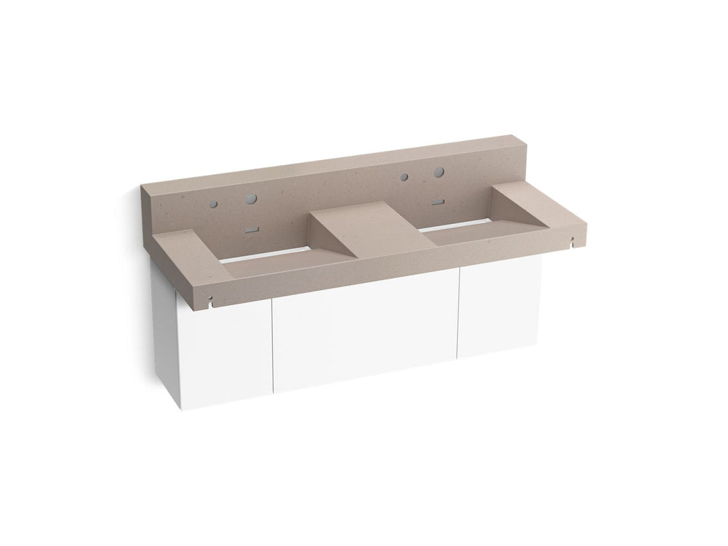 KOHLER K-81025-BPW-KCC Constellation 60" Wall-Mount Basin Lavatory System With Backsplash - Canvas