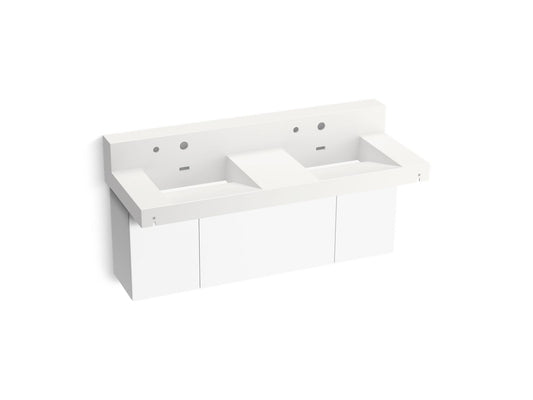 KOHLER K-81025-BPW-KEW Constellation 60" Wall-Mount Basin Lavatory System With Backsplash In Iconic White