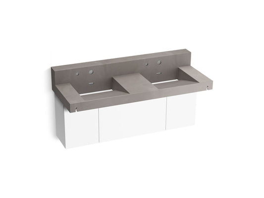 KOHLER K-81025-BPW-KCE Constellation 60" Wall-Mount Basin Lavatory System With Backsplash In Ash Concrete