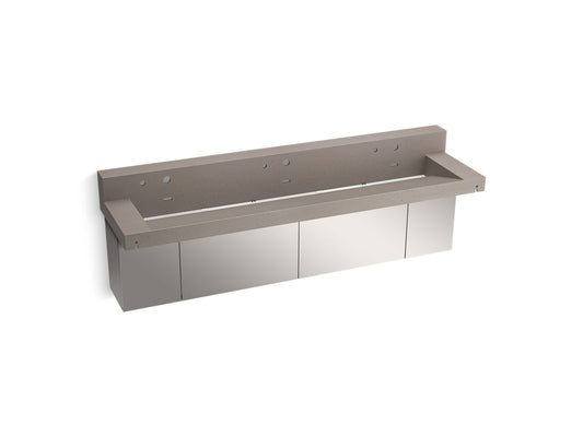 KOHLER K-81028-BSS-KCT Constellation 90" Wall-Mount Trough Lavatory System With Backsplash In Concrete