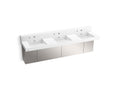 KOHLER K-81026-BSS-KCG Constellation 90" Wall-Mount Basin Lavatory System With Backsplash - Glacier White