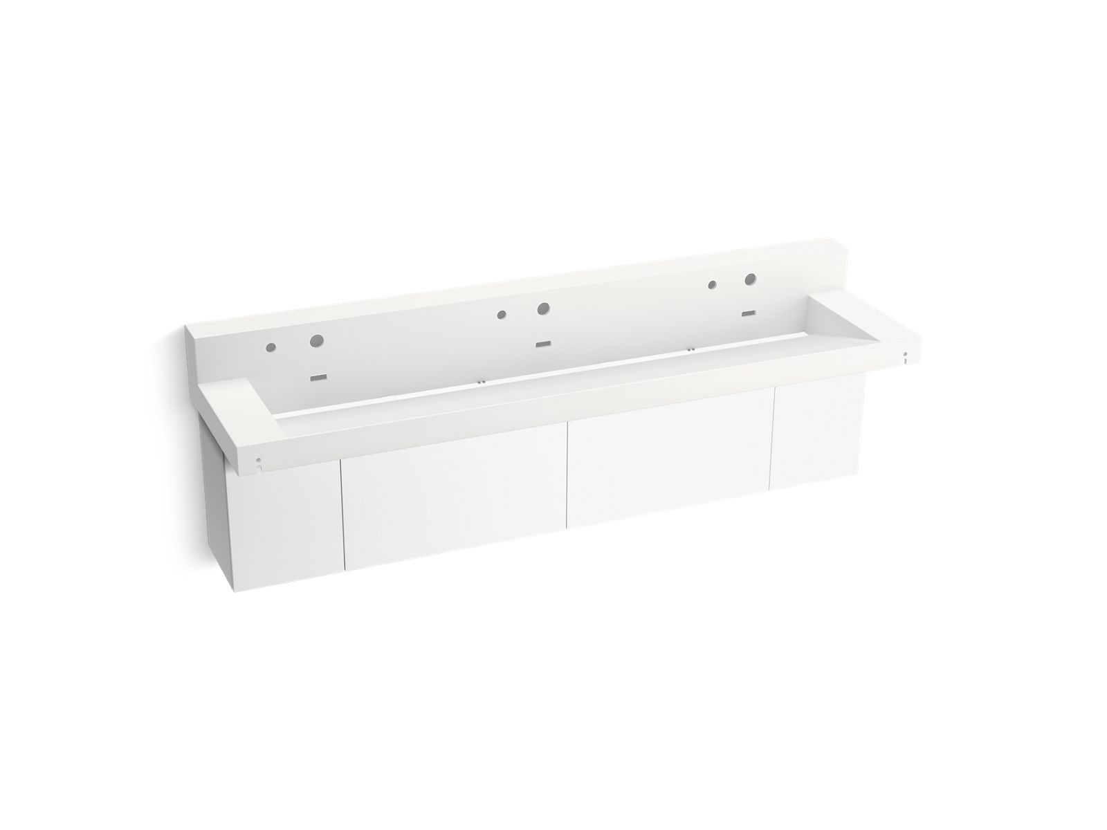 KOHLER K-81028-BPW-KEW Constellation 90" Wall-Mount Trough Lavatory System With Backsplash In Iconic White
