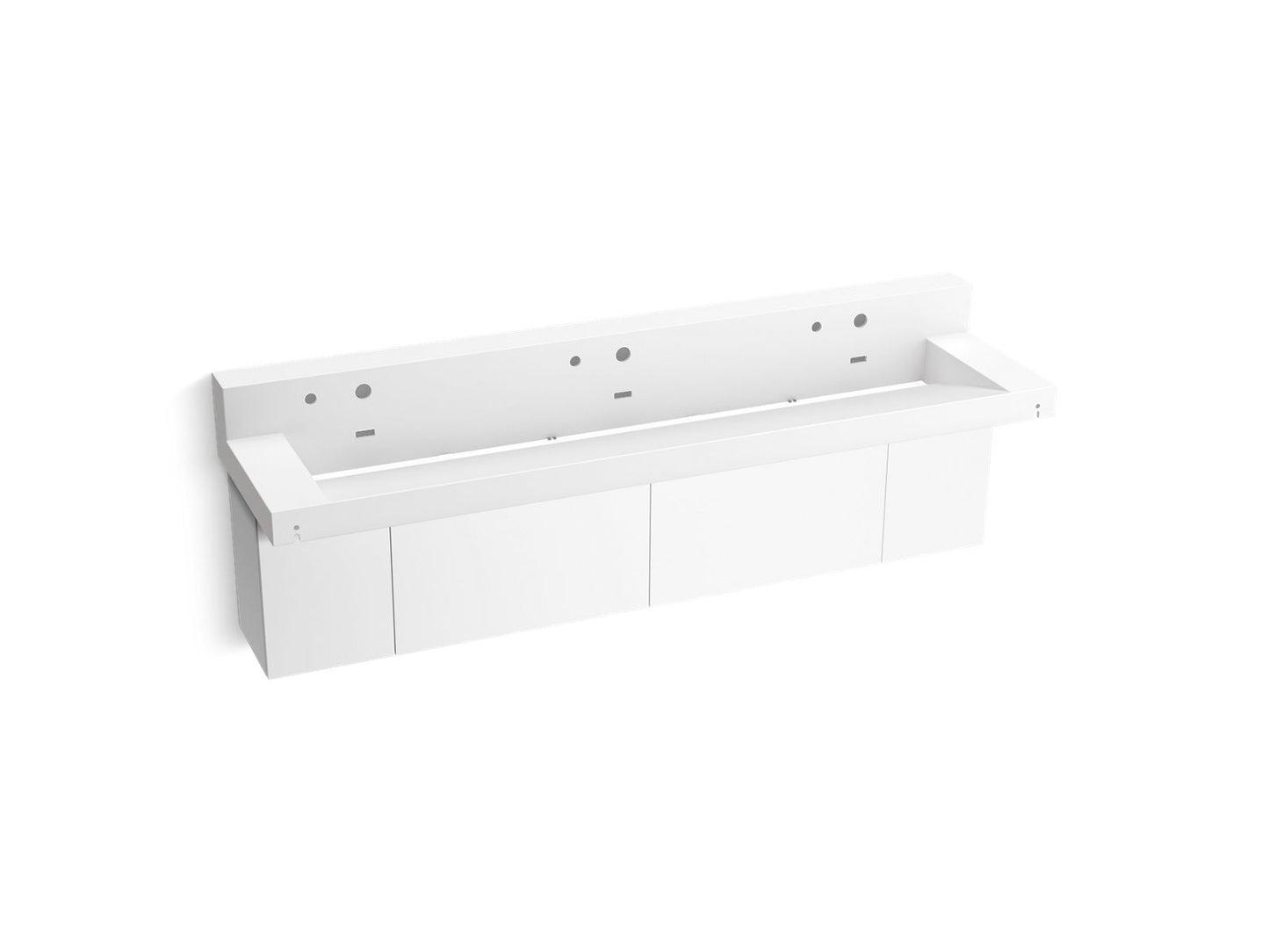KOHLER Constellation 90" wall-mount trough lavatory system with backsplash - Glacier White, K-81028-BPW-KCG