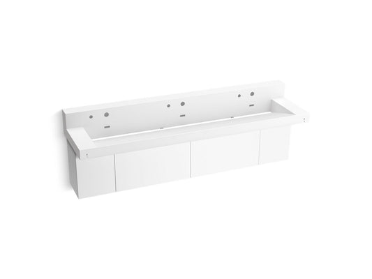 KOHLER K-81028-BPW-KCG Constellation 90" Wall-Mount Trough Lavatory System With Backsplash In Glacier White