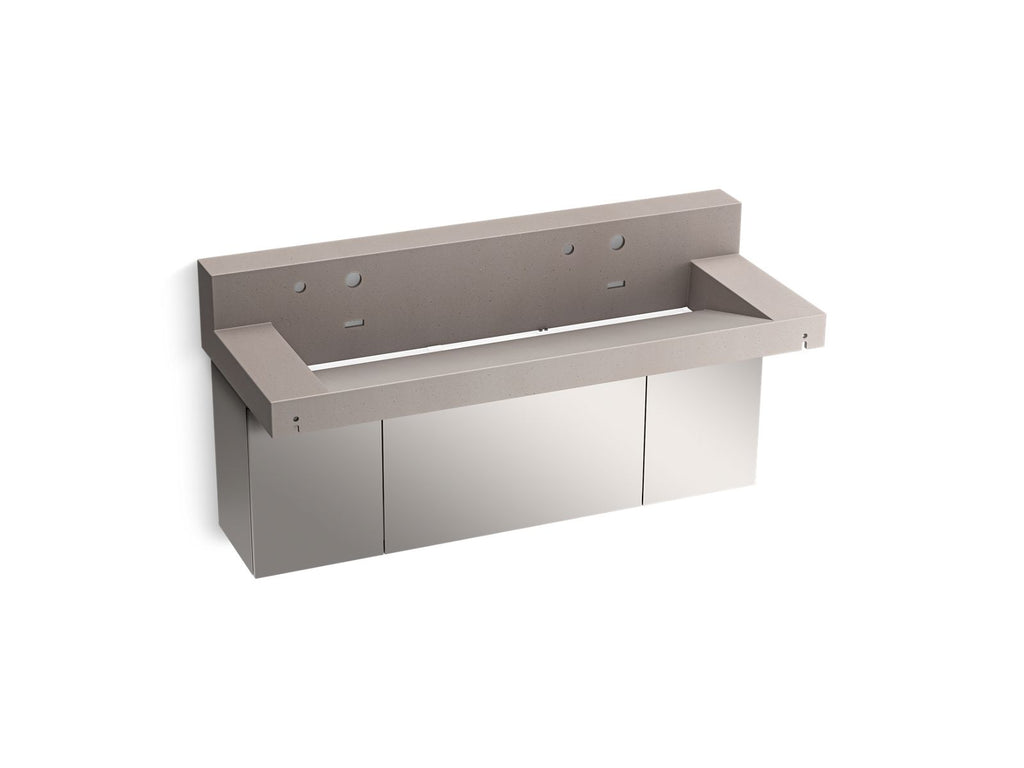 KOHLER K-81027-BSS-KCN Constellation 60" Wall-Mount Trough Lavatory System With Backsplash - Neutral Concrete