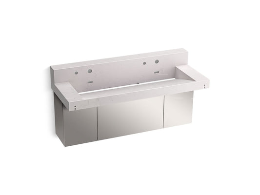 KOHLER K-81027-BSS-KES Constellation 60" Wall-Mount Trough Lavatory System With Backsplash In Et Statuario