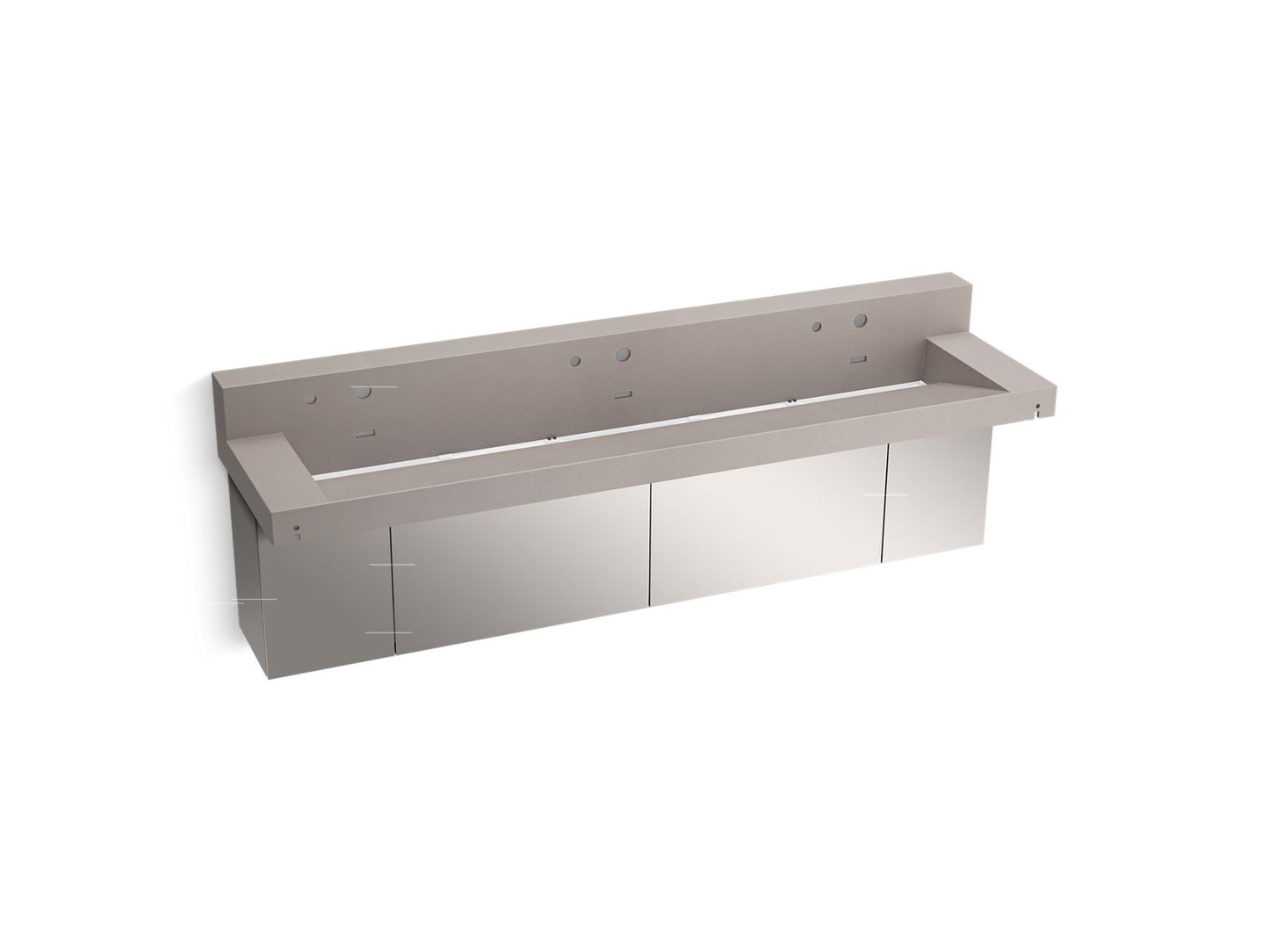 KOHLER K-81028-BSS-KCN Constellation 90" Wall-Mount Trough Lavatory System With Backsplash In Neutral Concrete