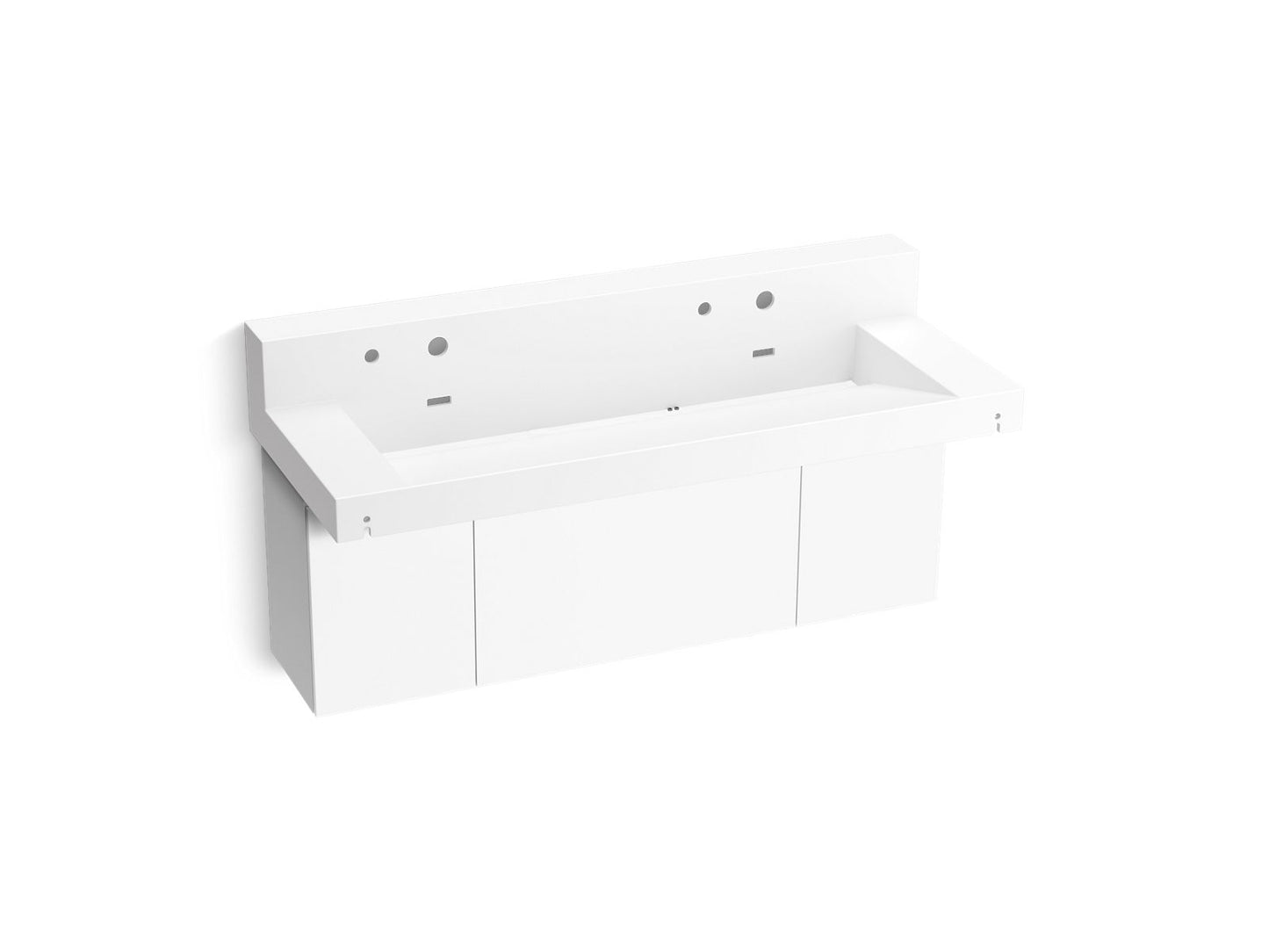 KOHLER K-81027-BPW-KCG Constellation 60" Wall-Mount Trough Lavatory System With Backsplash In Glacier White