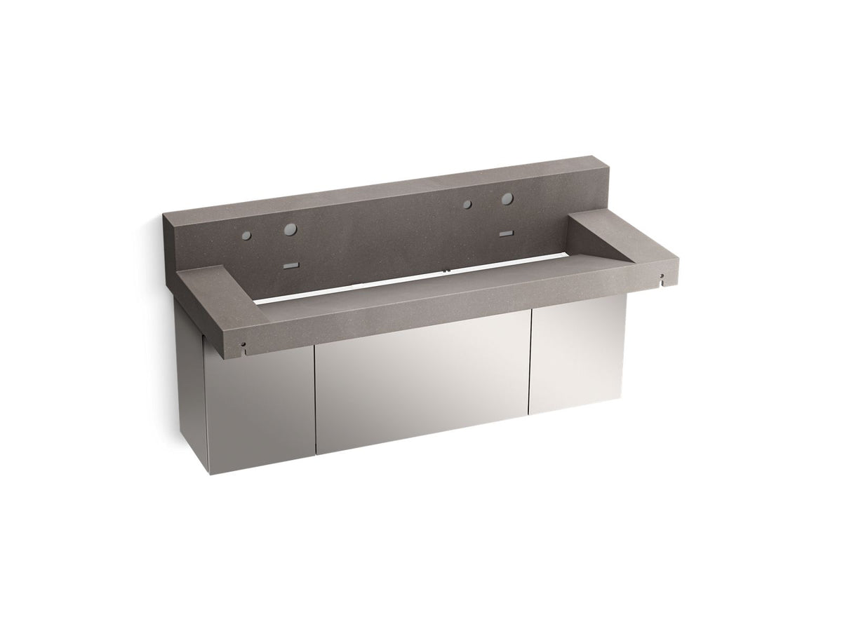 KOHLER K-81027-BSS-KCE Constellation 60" Wall-Mount Trough Lavatory System With Backsplash - Ash Concrete