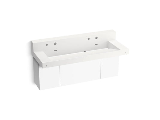 KOHLER K-81027-BPW-KEW Constellation 60" Wall-Mount Trough Lavatory System With Backsplash In Iconic White