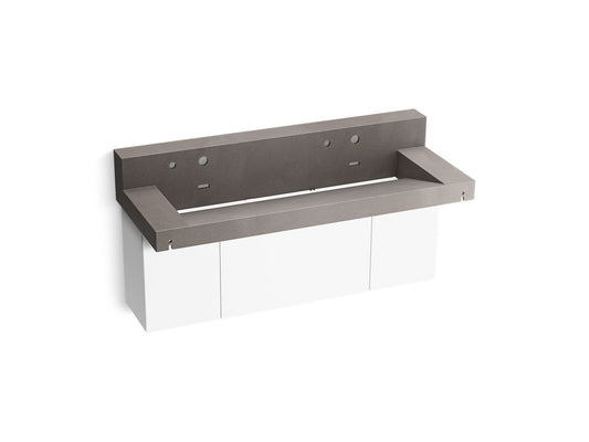 KOHLER K-81027-BPW-KCE Constellation 60" Wall-Mount Trough Lavatory System With Backsplash In Ash Concrete