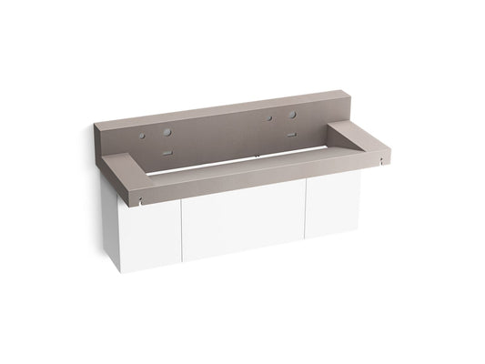 KOHLER K-81027-BPW-KCN Constellation 60" Wall-Mount Trough Lavatory System With Backsplash In Neutral Concrete