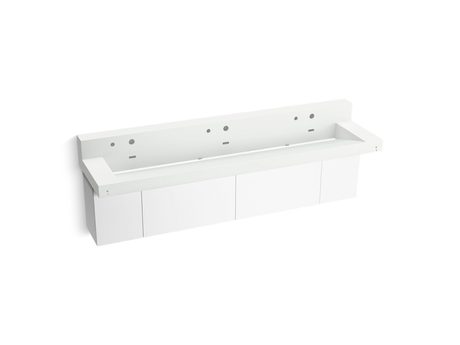 KOHLER Constellation 90" wall-mount trough lavatory system with backsplash - Miami White, K-81028-BPW-KEH