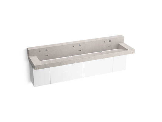 KOHLER K-81028-BPW-KED Constellation 90" Wall-Mount Trough Lavatory System With Backsplash In DesertSilver