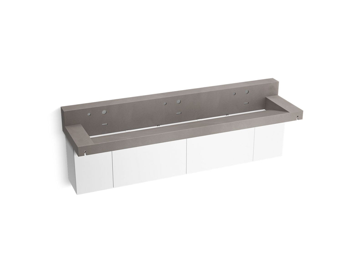 KOHLER K-81028-BPW-KCE Constellation 90" Wall-Mount Trough Lavatory System With Backsplash - Ash Concrete