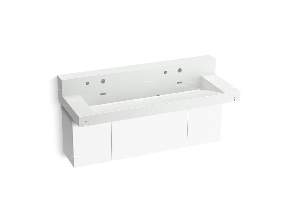 KOHLER K-81027-BPW-KEH Constellation 60" Wall-Mount Trough Lavatory System With Backsplash - Miami White