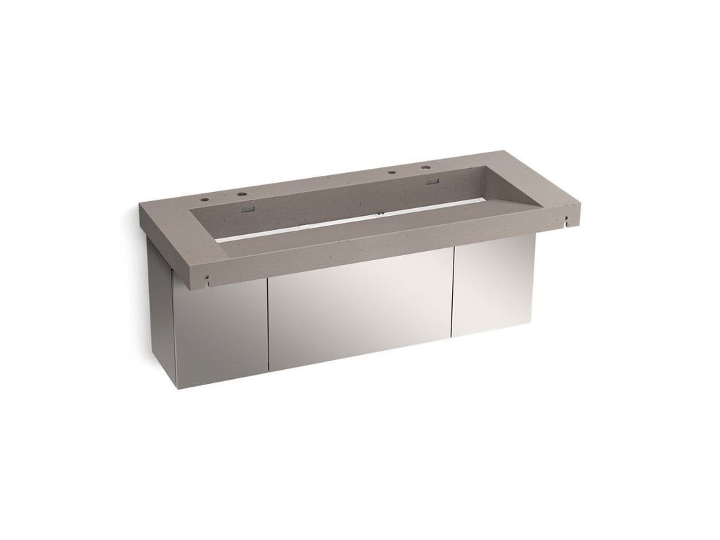 KOHLER K-81032-BSS-KCT Constellation 60" Wall-Mount Trough Lavatory System - Concrete