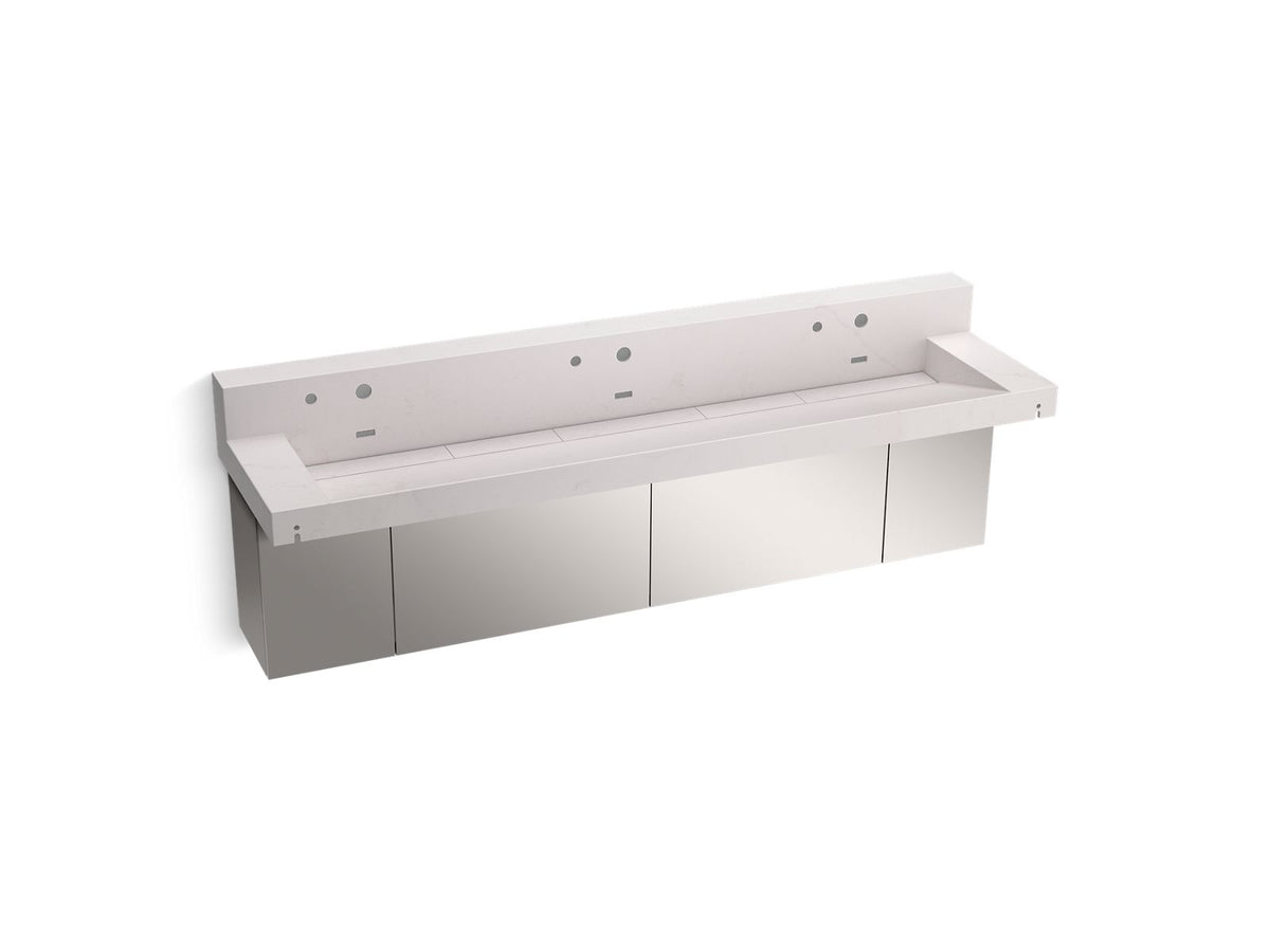 KOHLER K-81028-BSS-KES Constellation 90" Wall-Mount Trough Lavatory System With Backsplash - Et Statuario