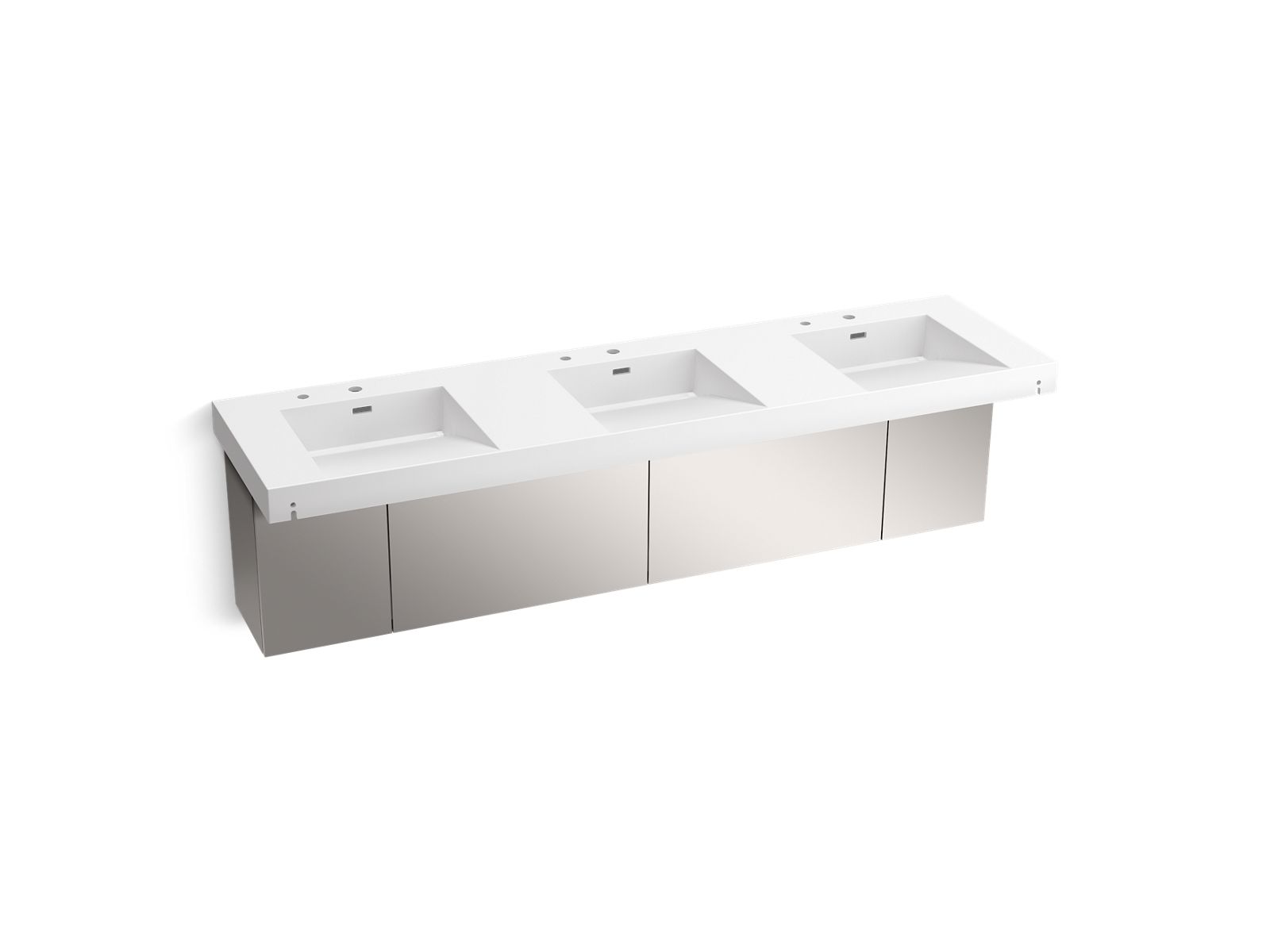 KOHLER K-81031-BSS-KCG Constellation 90" Wall-Mount Basin Lavatory System - Glacier White