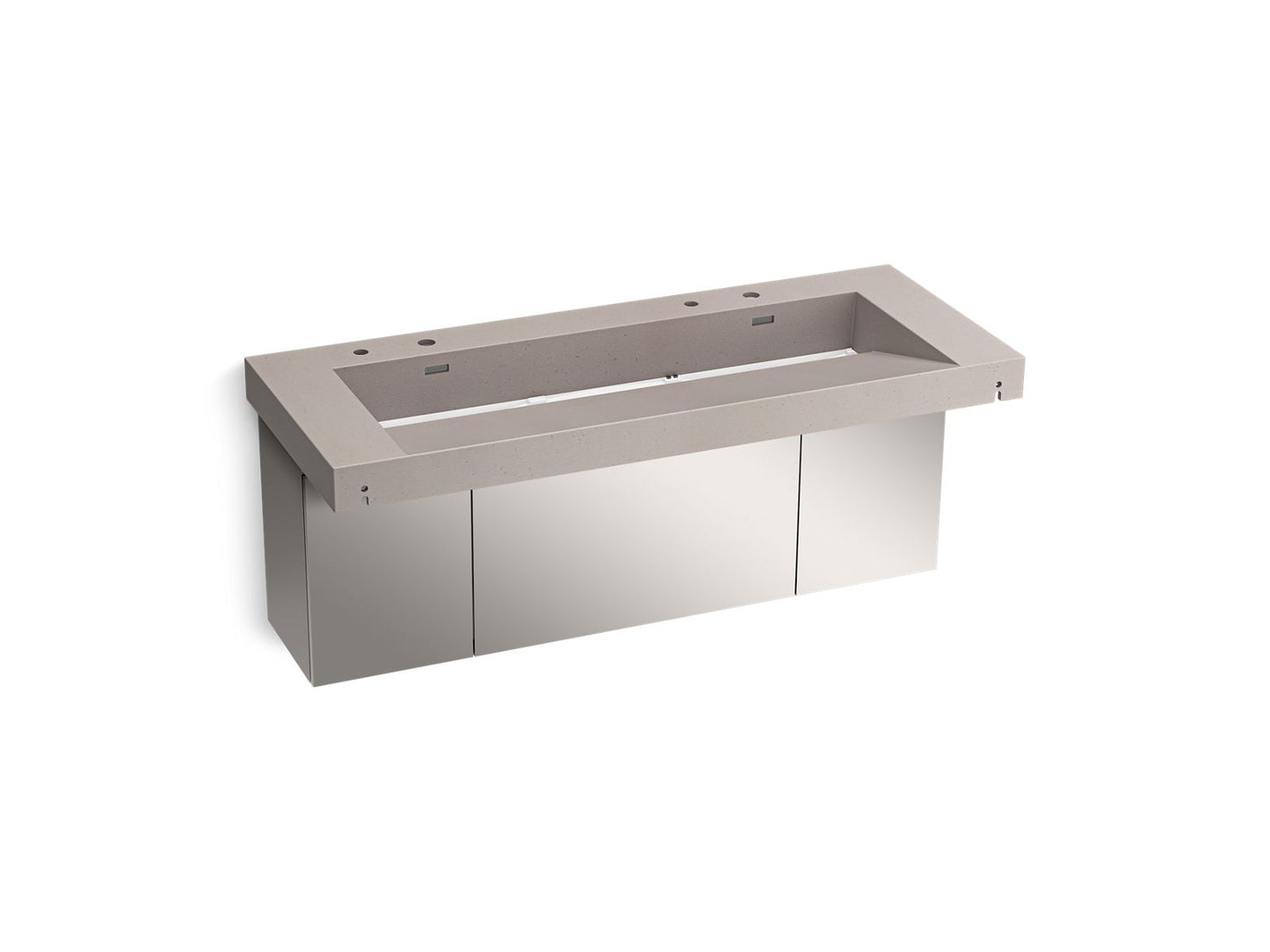 KOHLER K-81032-BSS-KCN Constellation 60" Wall-Mount Trough Lavatory System In Neutral Concrete