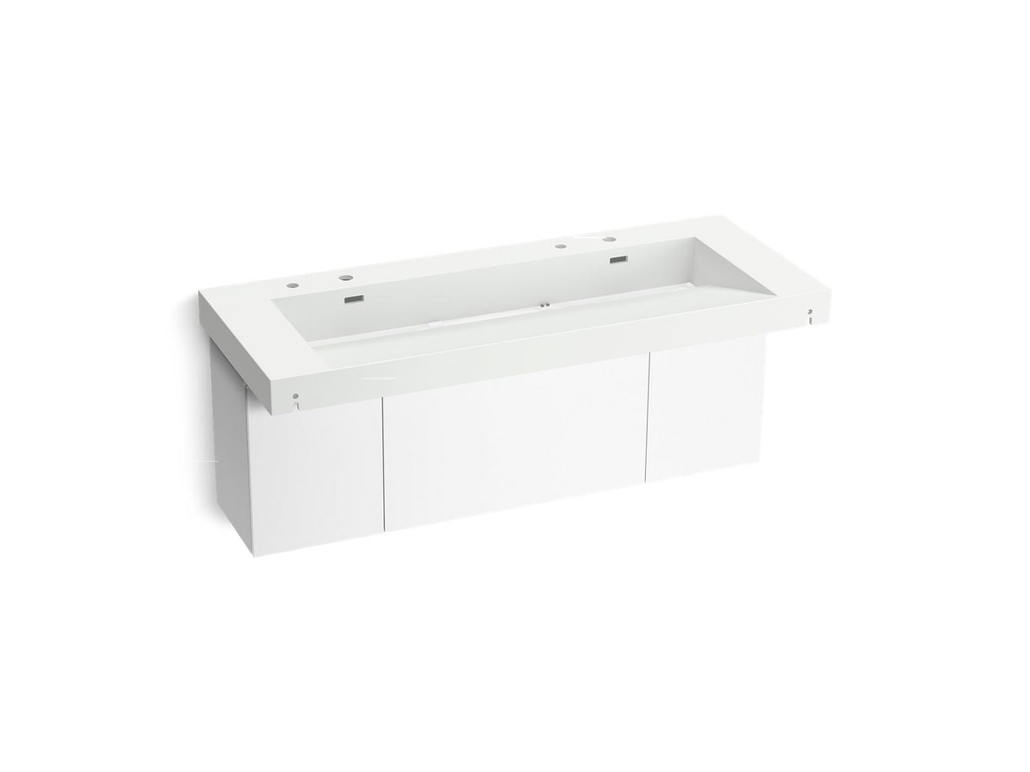 KOHLER K-81032-BPW-KEH Constellation 60" Wall-Mount Trough Lavatory System In Miami White