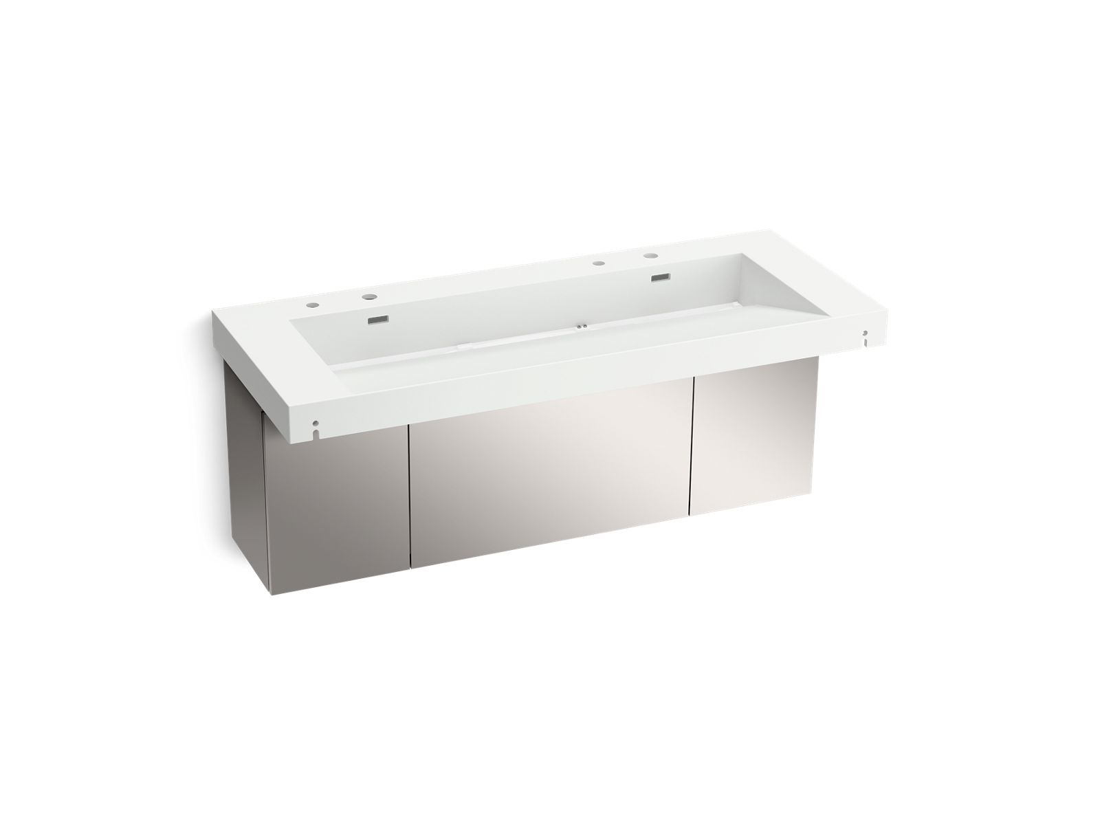 KOHLER K-81032-BSS-KEH Constellation 60" Wall-Mount Trough Lavatory System - Miami White