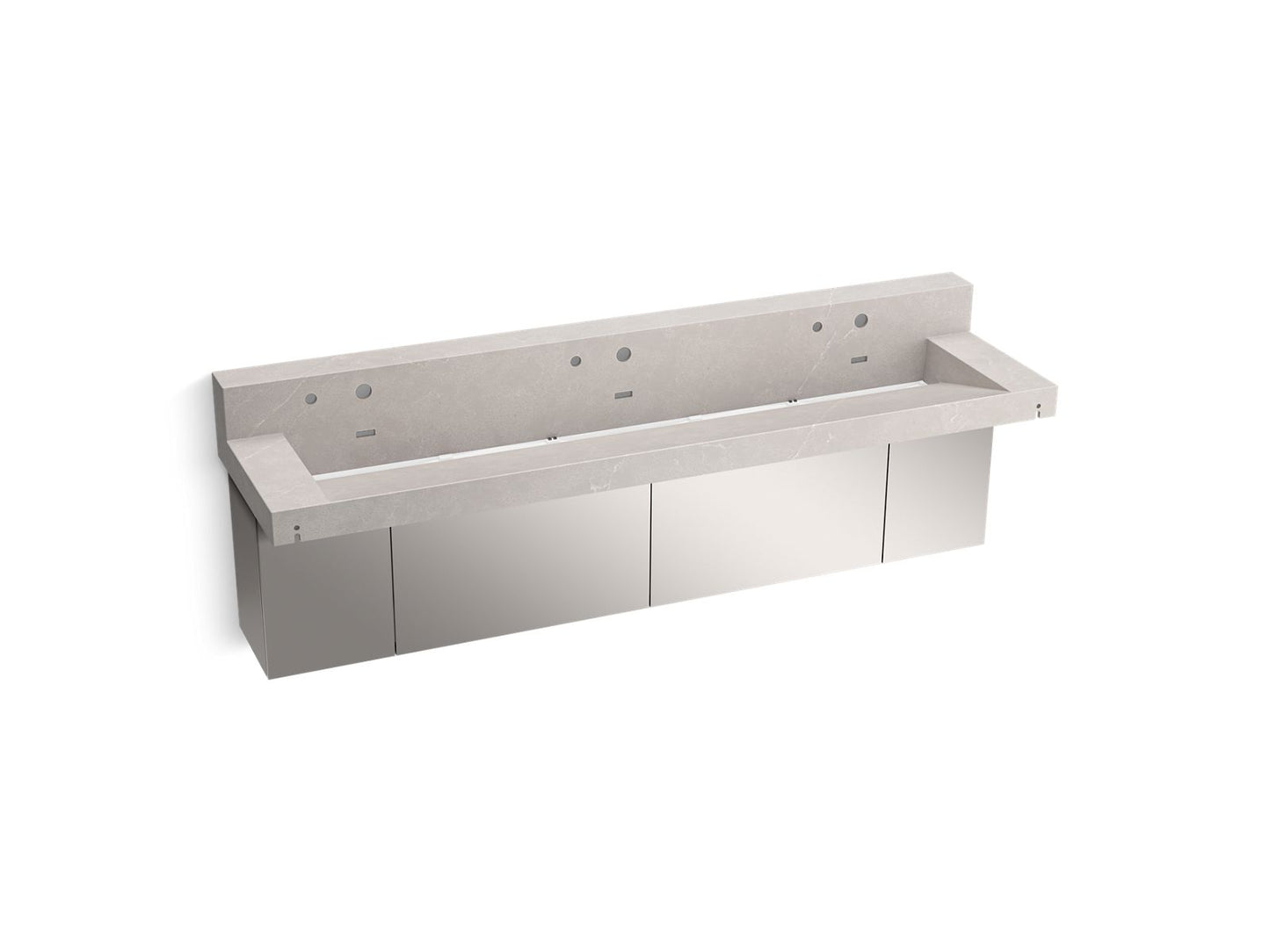 KOHLER K-81028-BSS-KED Constellation 90" Wall-Mount Trough Lavatory System With Backsplash In DesertSilver