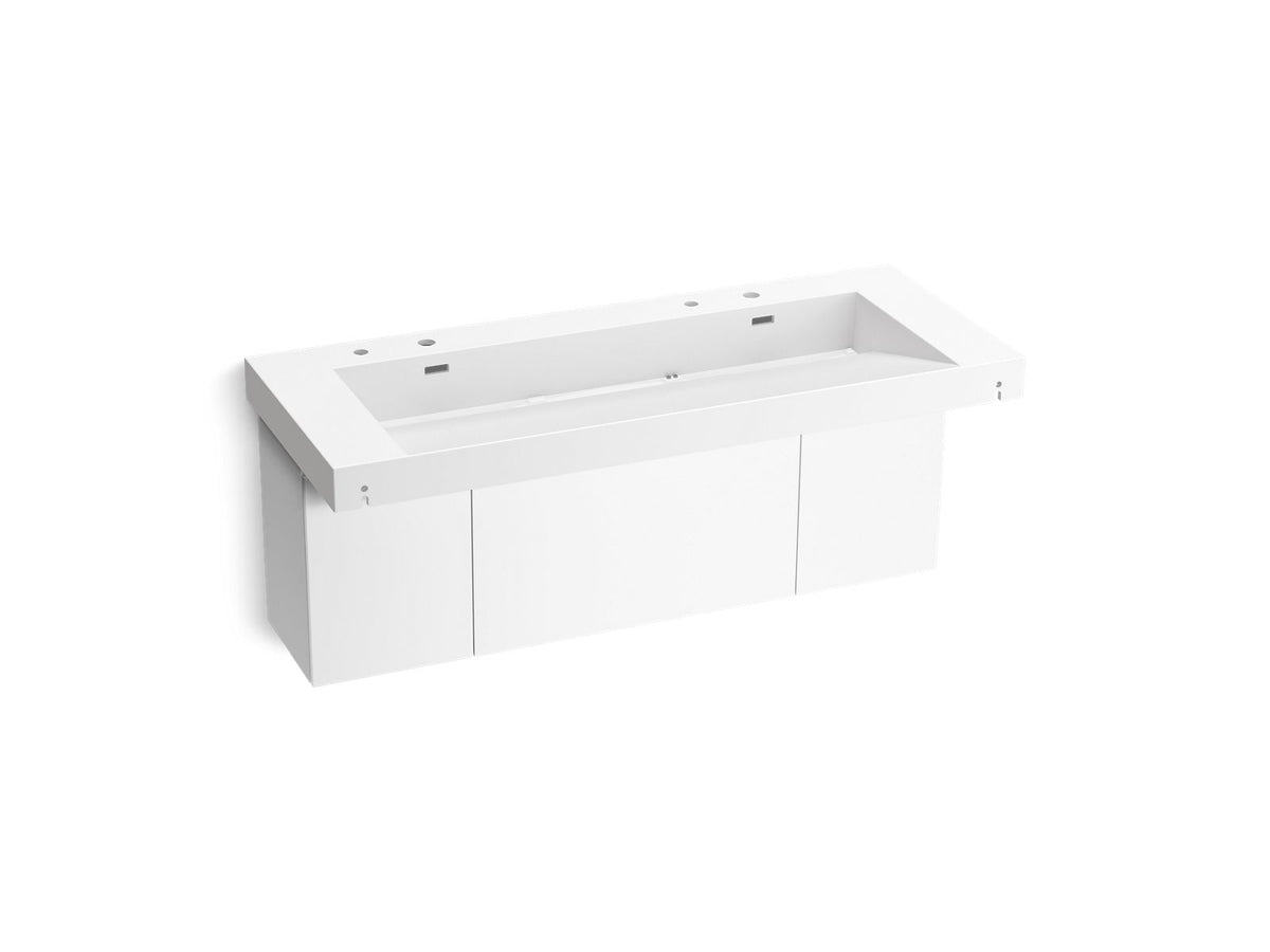 KOHLER K-81032-BPW-KCG Constellation 60" Wall-Mount Trough Lavatory System - Glacier White