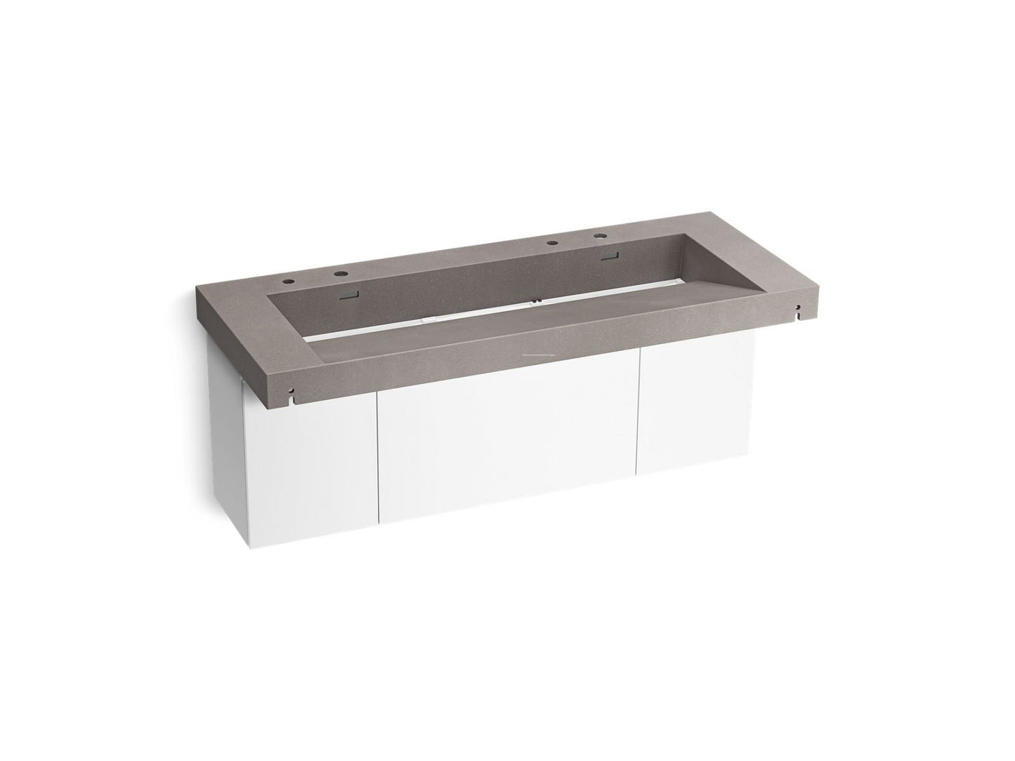 KOHLER K-81032-BPW-KCE Constellation 60" Wall-Mount Trough Lavatory System In Ash Concrete