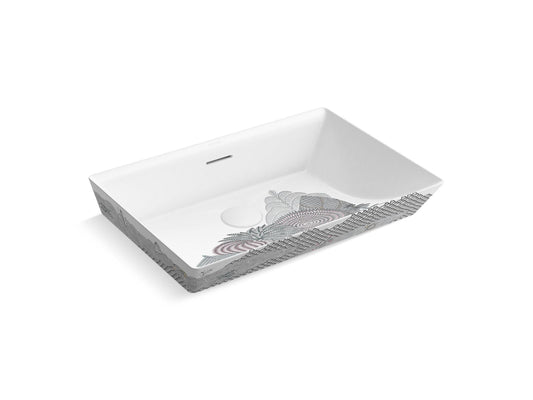 KOHLER K-21060-AE3-0 Aranya By Pushpa Kumari Brazn 23" Rectangular Semi-Recessed Vessel Bathroom Sink In White