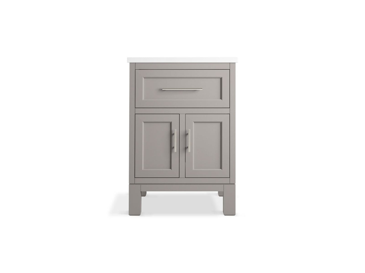 KOHLER K-28379-ASB-1WT Quo 24" Bathroom Vanity Cabinet With Sink And Quartz Top In Mohair Grey