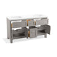 KOHLER K-31246-ASB-1WT Quo 60" Bathroom Vanity Cabinet With Sinks And Quartz Top In Mohair Grey