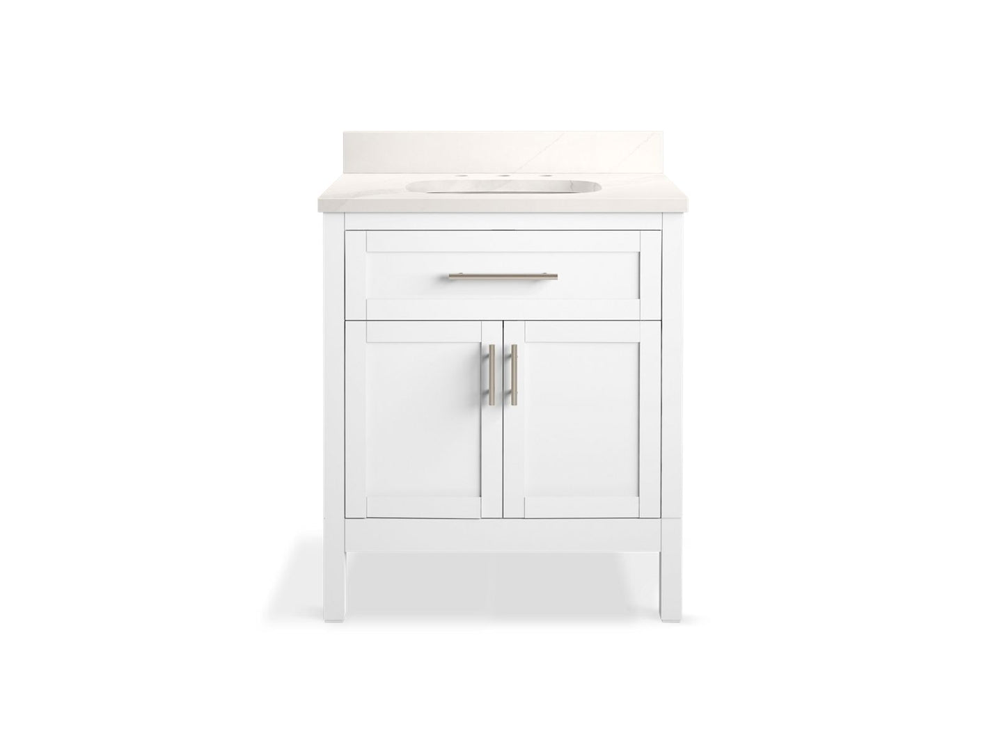 KOHLER K-39604-ASB-0 Hadron 30" Bathroom Vanity Cabinet With Sink And Quartz Top In White