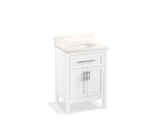 KOHLER K-39603-ASB-0 Hadron 24" Bathroom Vanity Cabinet With Sink And Quartz Top In White