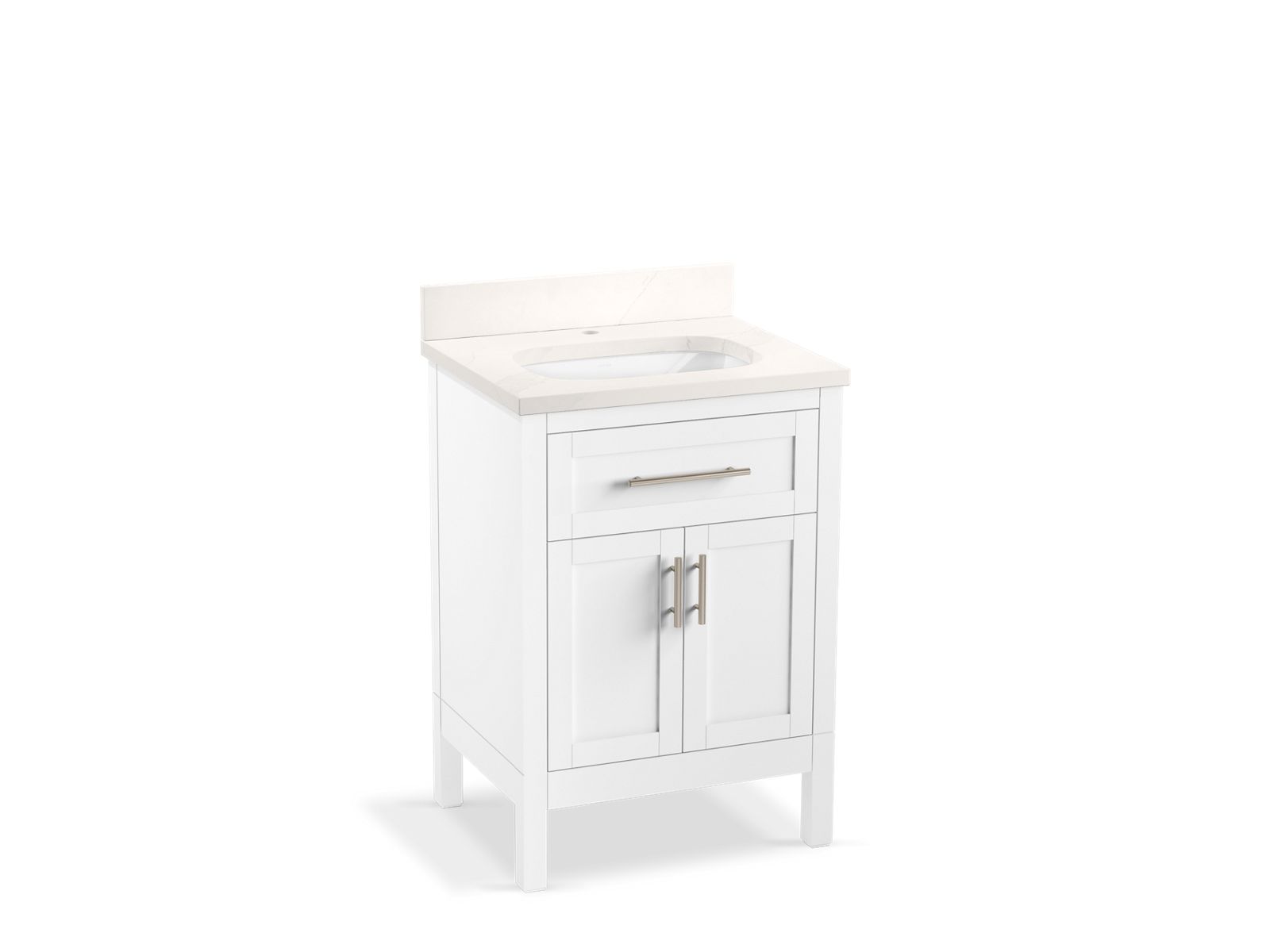 KOHLER K-39603-ASB-0 Hadron 24" Bathroom Vanity Cabinet With Sink And Quartz Top - White