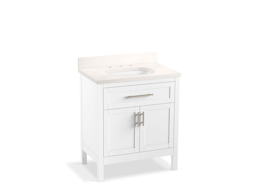 KOHLER K-39604-ASB-0 Hadron 30" Bathroom Vanity Cabinet With Sink And Quartz Top In White