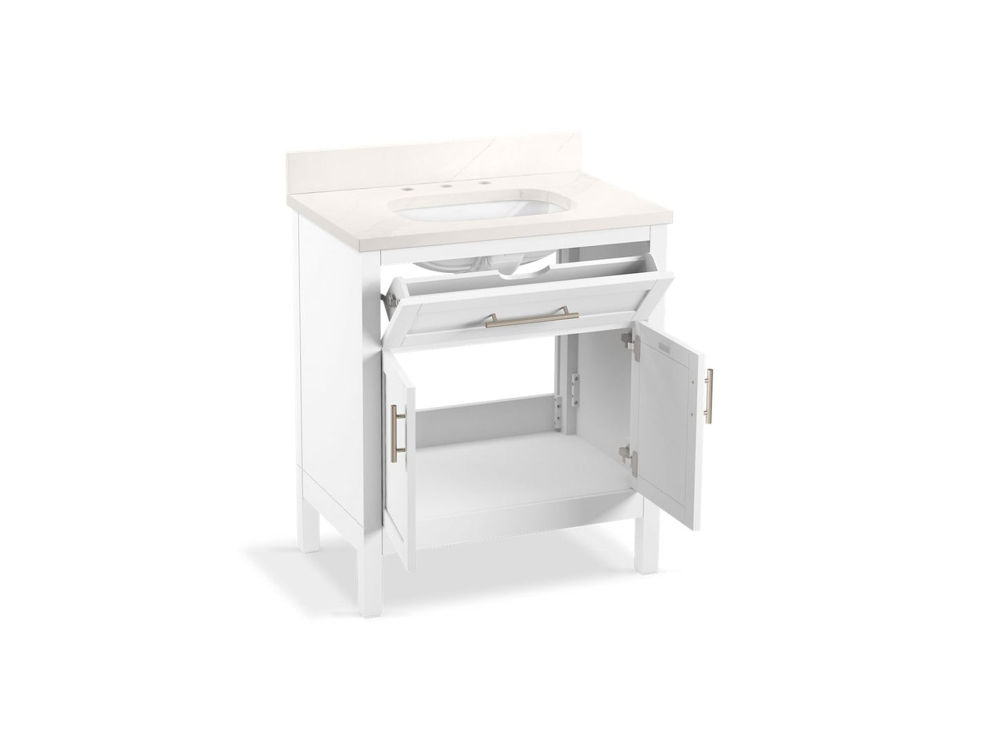 KOHLER K-39604-ASB-0 Hadron 30" Bathroom Vanity Cabinet With Sink And Quartz Top In White