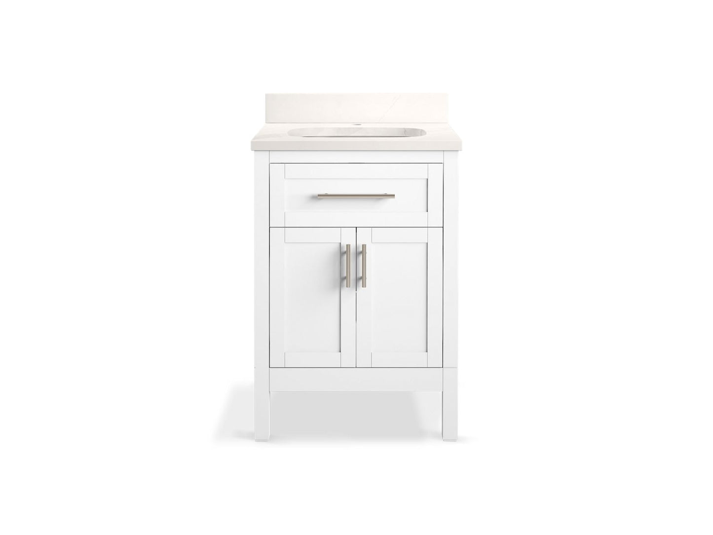 KOHLER K-39603-ASB-0 Hadron 24" Bathroom Vanity Cabinet With Sink And Quartz Top In White