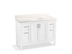 KOHLER K-39606-ASB-0 Hadron 48" Bathroom Vanity Cabinet With Sink And Quartz Top - White