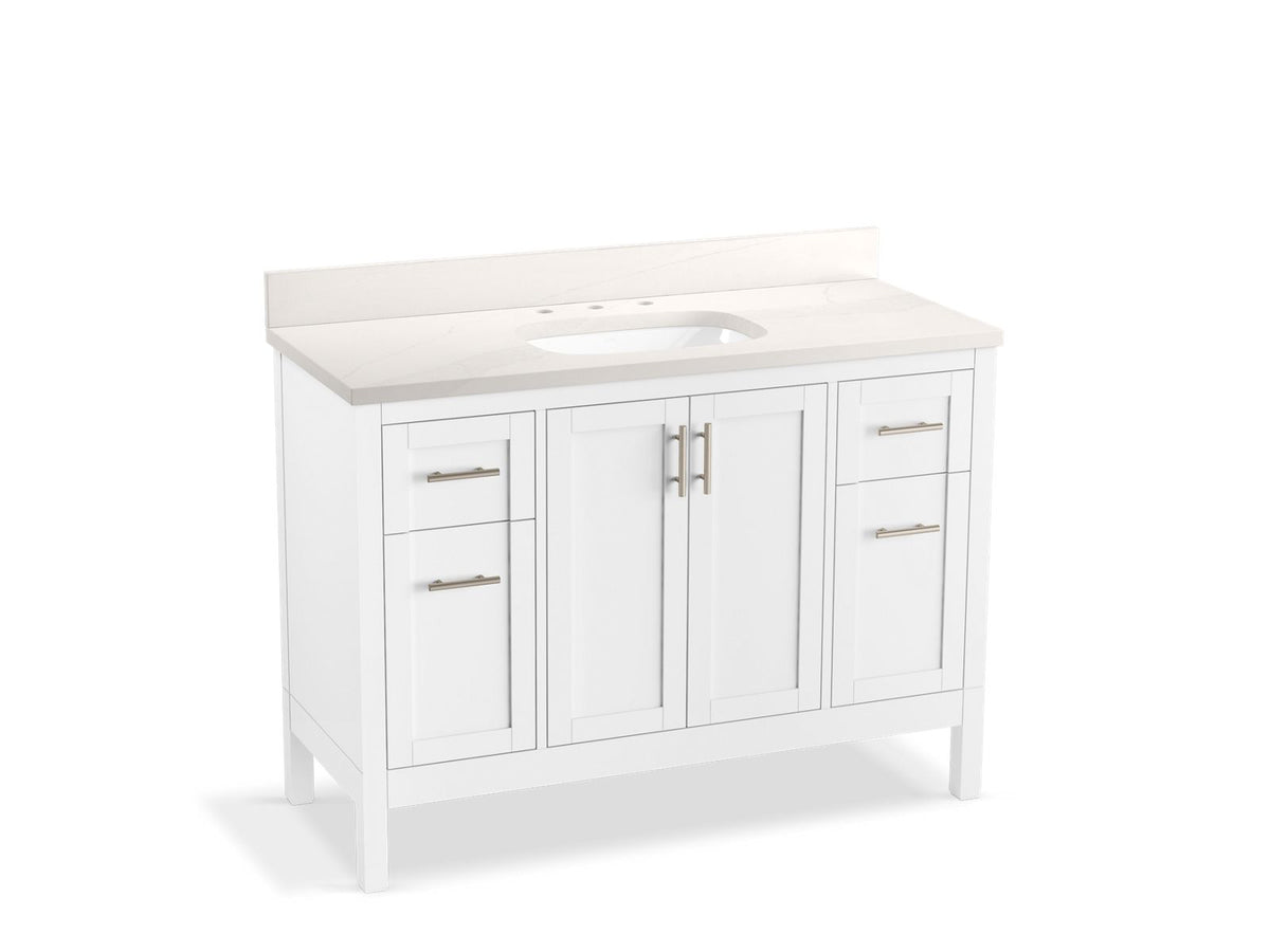 KOHLER K-39606-ASB-0 Hadron 48" Bathroom Vanity Cabinet With Sink And Quartz Top - White