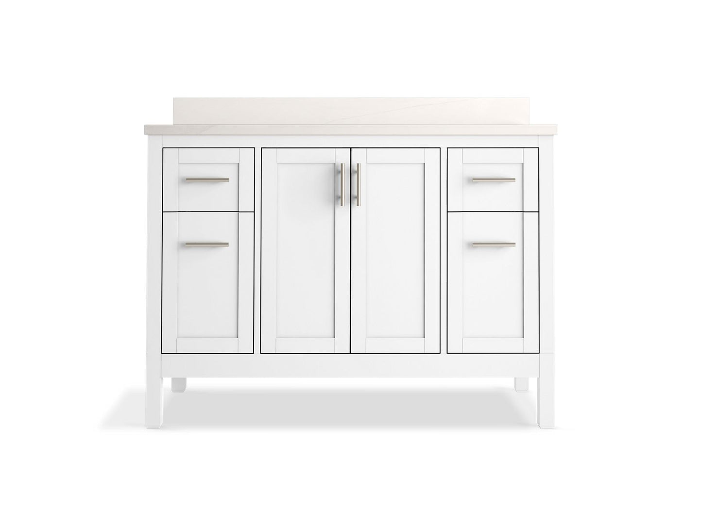 KOHLER K-39606-ASB-0 Hadron 48" Bathroom Vanity Cabinet With Sink And Quartz Top In White